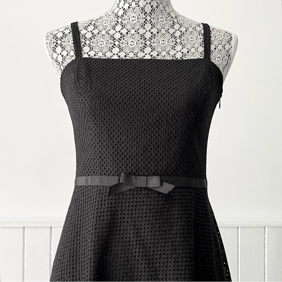 Ann Taylor Loft Black Eyelet Fit & Flare Dress Size 4 - Picture 2 of 12